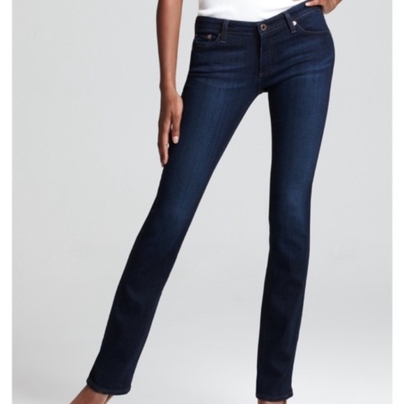 AG Adriano Goldschmied Women 28R Dark Wash Low Rise The Ballad Slim Boot Jeans - Picture 1 of 12